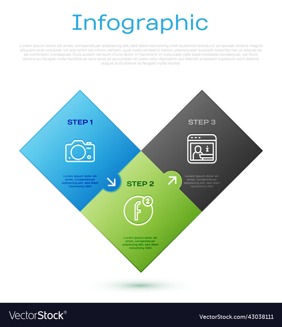 Set line photo camera information and create Vector Image Set line photo camera information and create