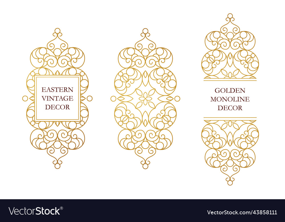 Set of line art frames for design template vector image Set of line art frames for design template
