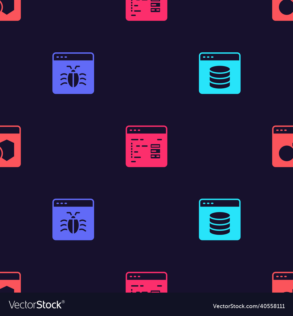 Set server data web hosting system bug vector image Set server data web hosting system bug