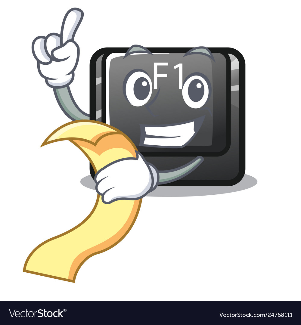 With menu button f1 cartoon on keyboard