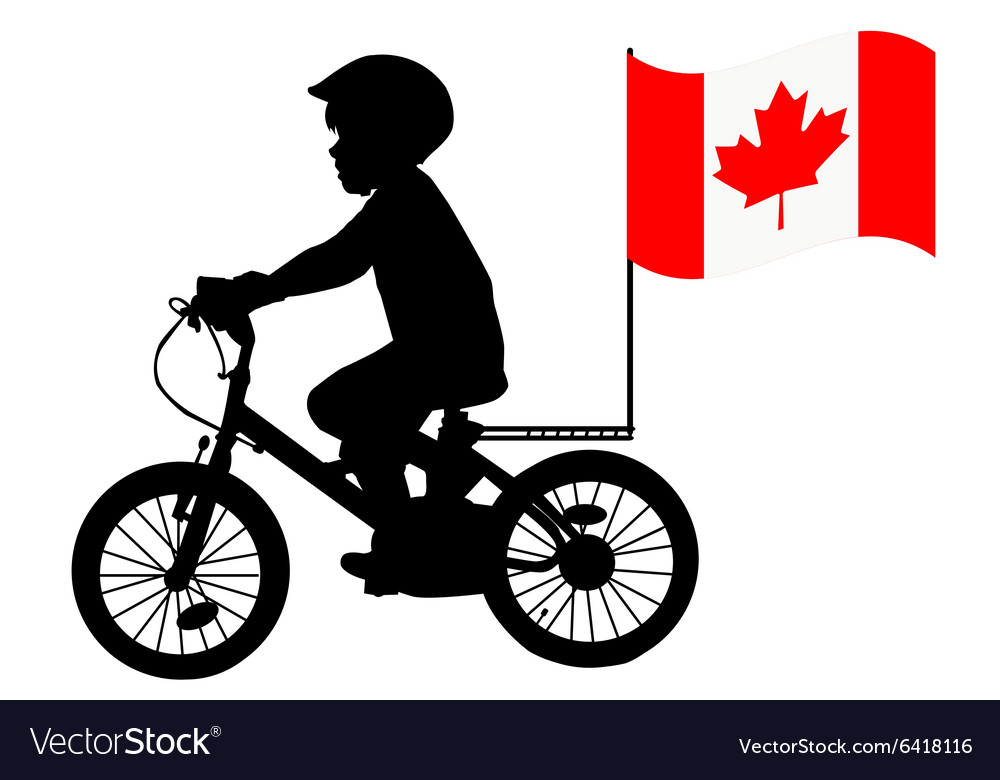 A kid rides bicycle with australia flag