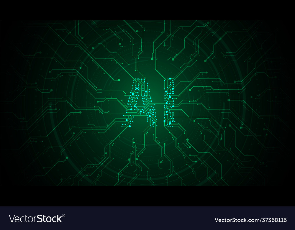 Ai operating system at center various work vector image Ai operating system at center various work