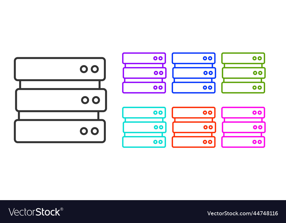 Black line server data web hosting icon isolated