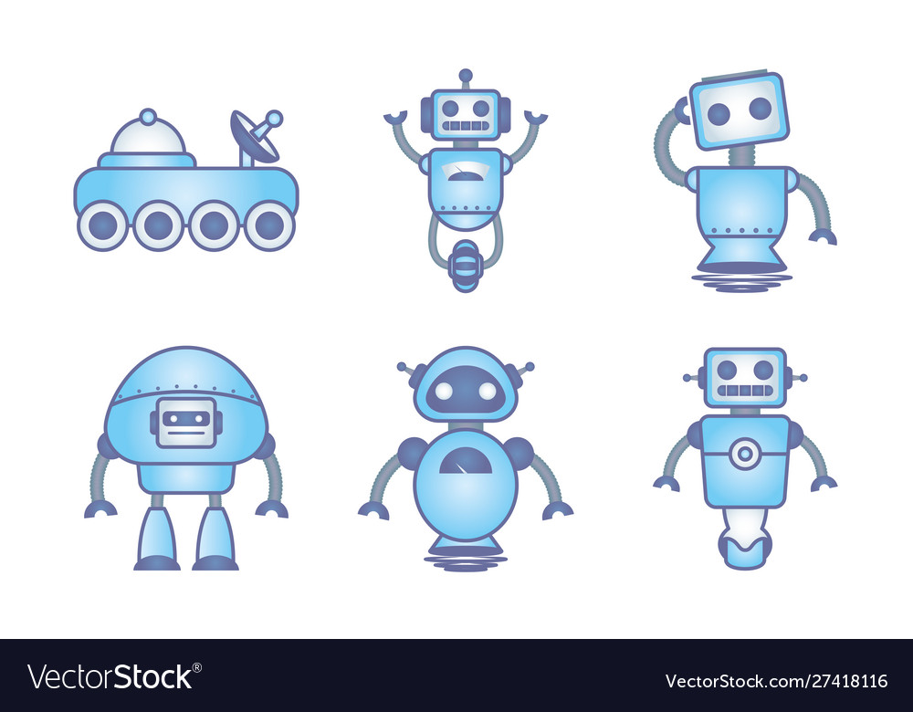 Bundle robots cyborg set icons