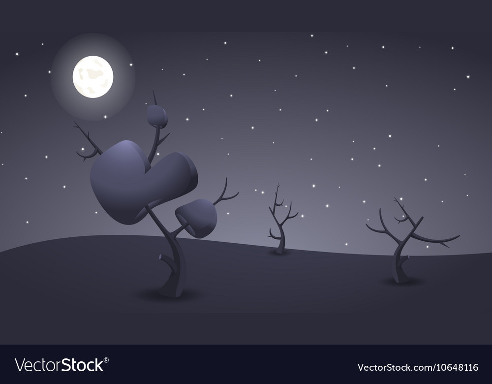 Dark night cartoon landscape for game design Vector Image