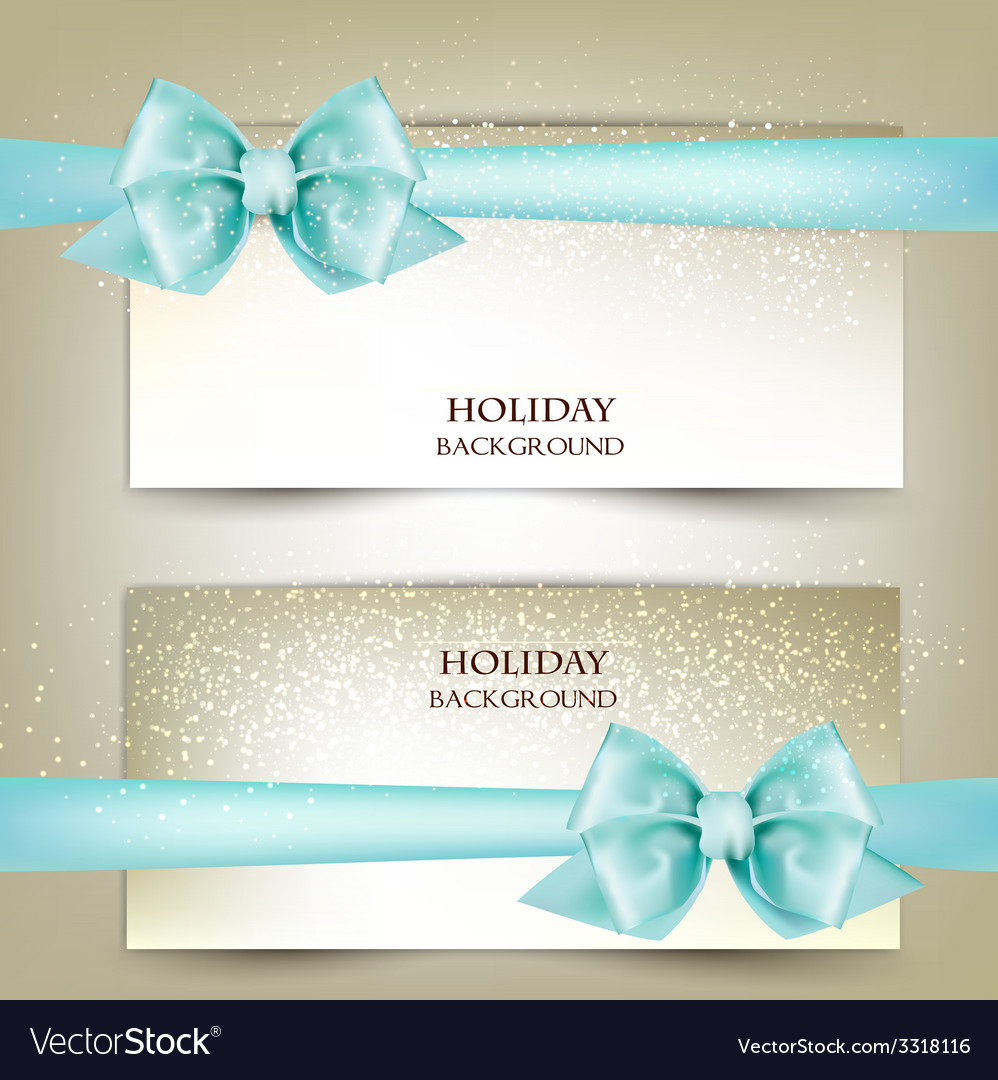 elegant christmas greeting cards with blue bows vector image elegant greeting cards