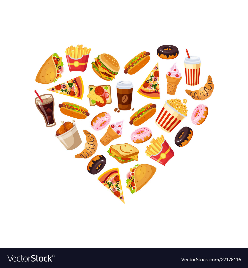 Fast food banner template with tasty unhealthy vector image Fast food banner template with tasty unhealthy