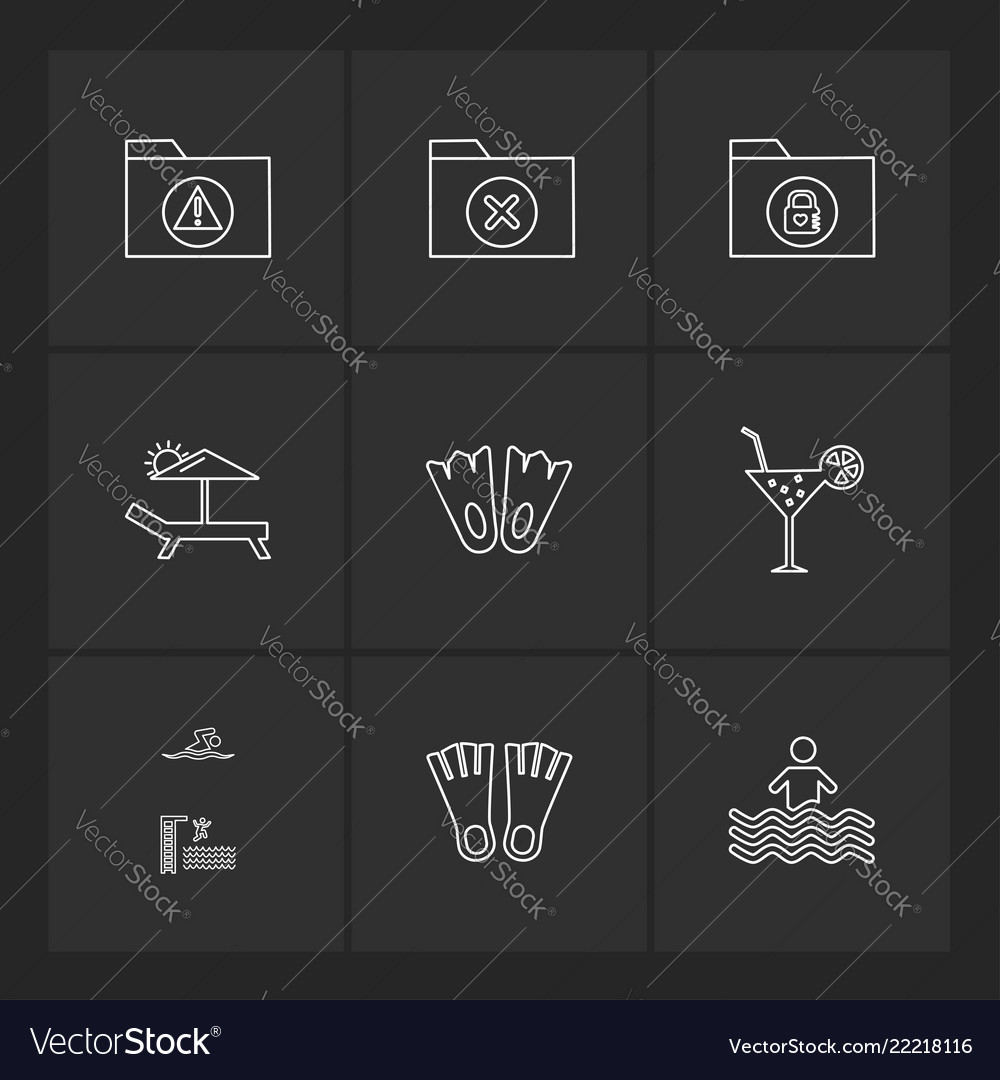Files folders globe world stars eps icons set