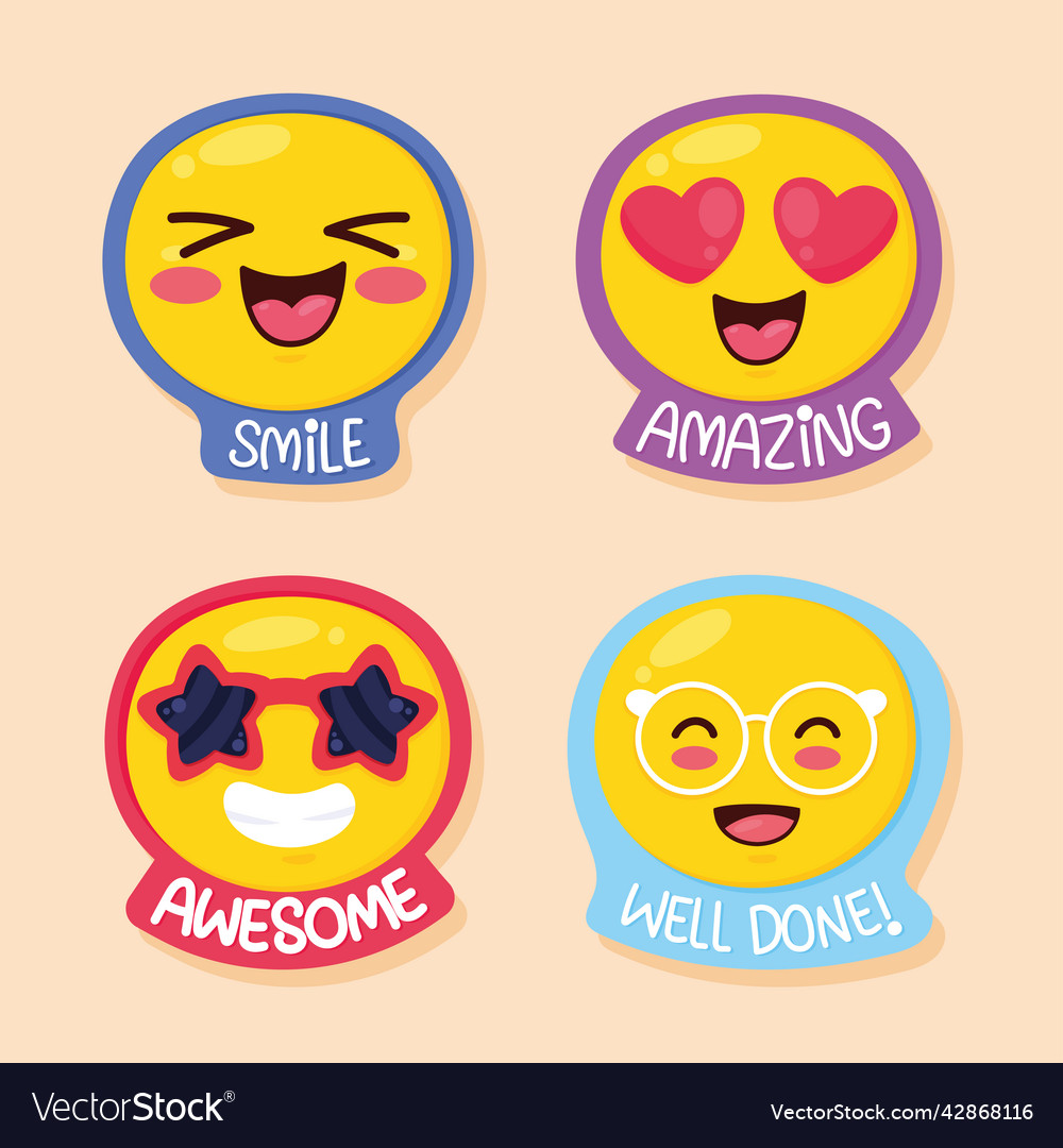 Four positive messages stickers Royalty Free Vector Image