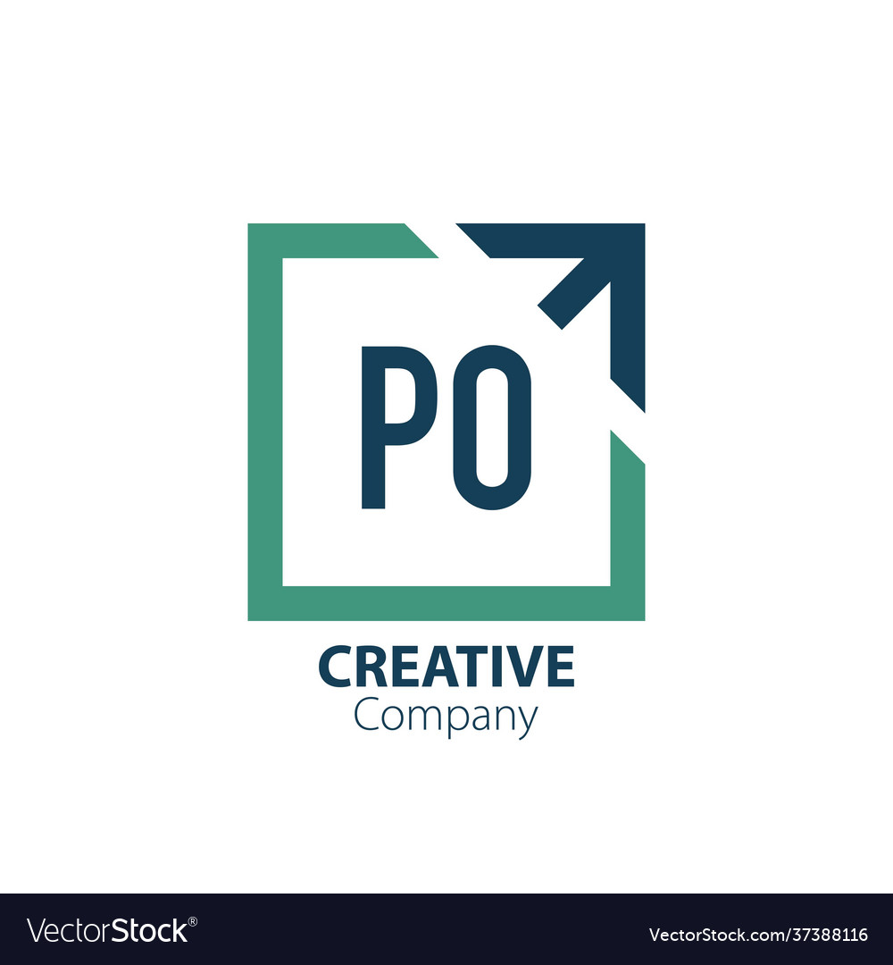 Initial letter po creative out box logo design