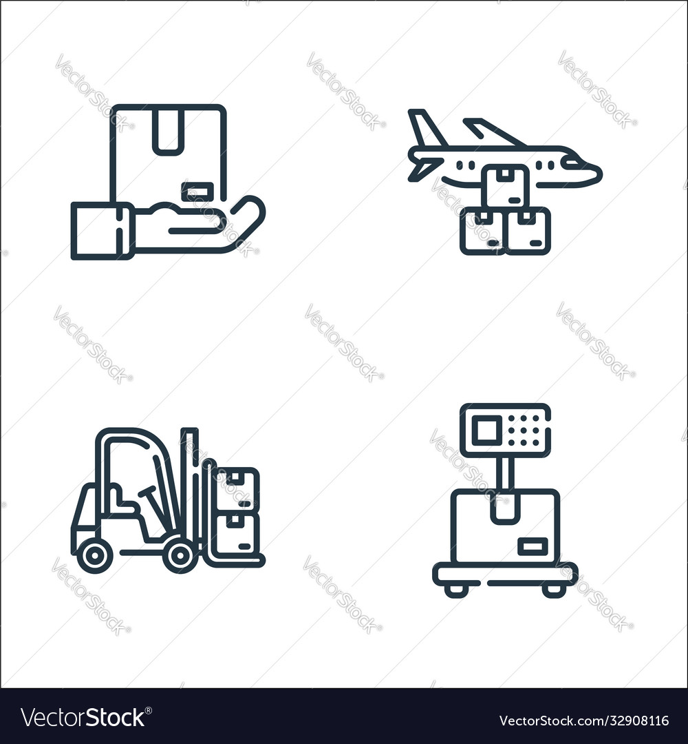 Logistic and delivery line icons linear set vector image Logistic and delivery line icons linear set