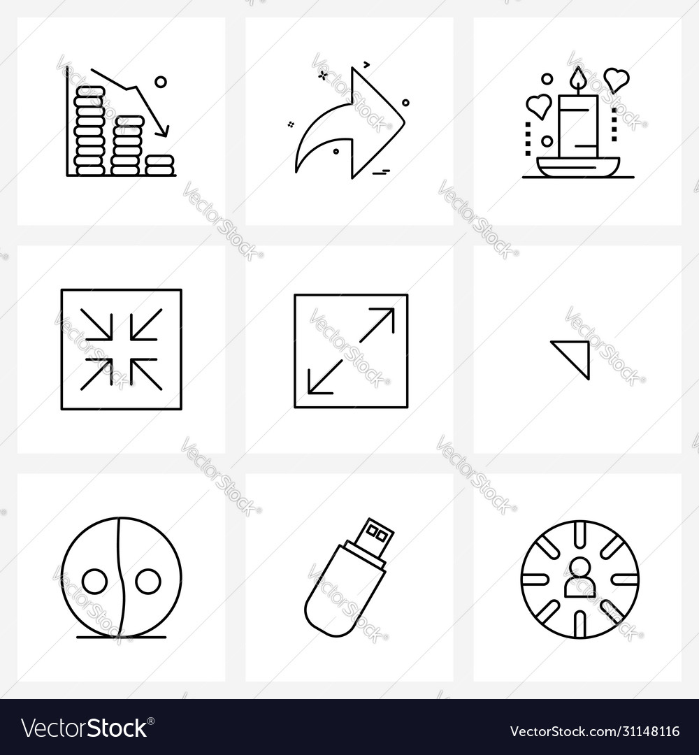 Modern style set 9 line pictograph grid based