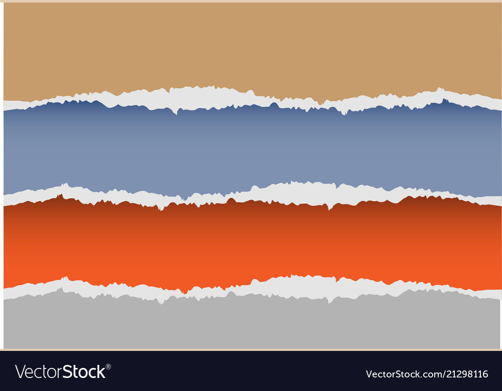 Realistic brown blue orange gray paper torn