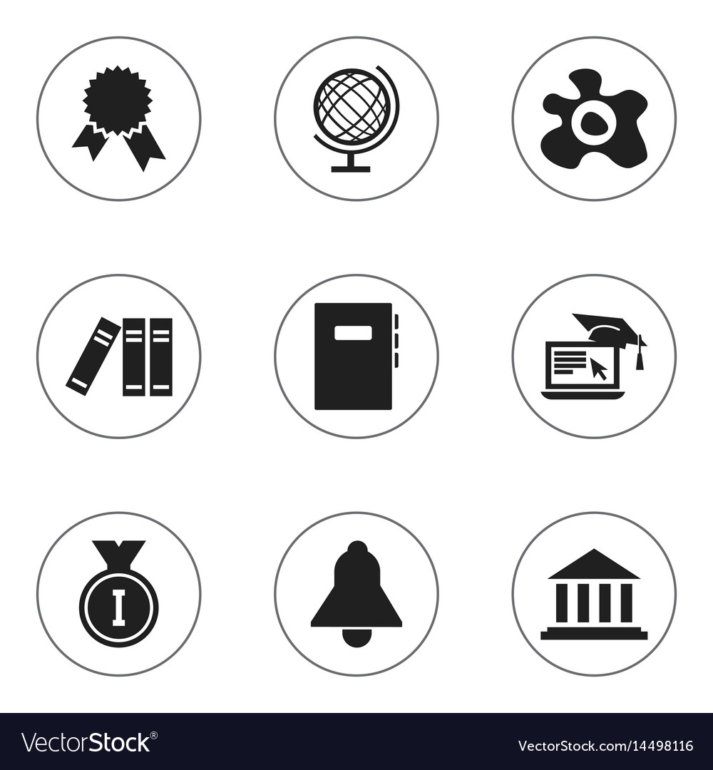 Set of 9 editable university icons includes