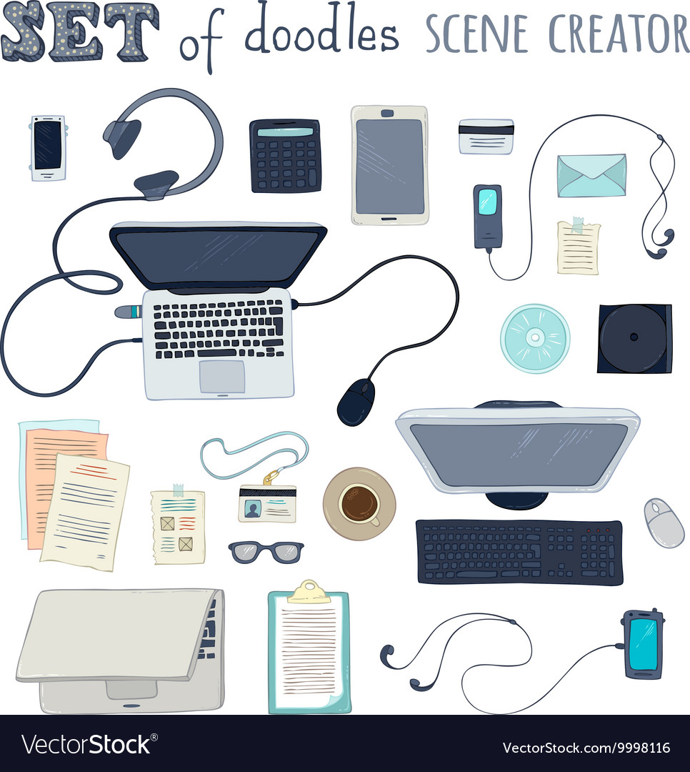 Set of office scene creator objects