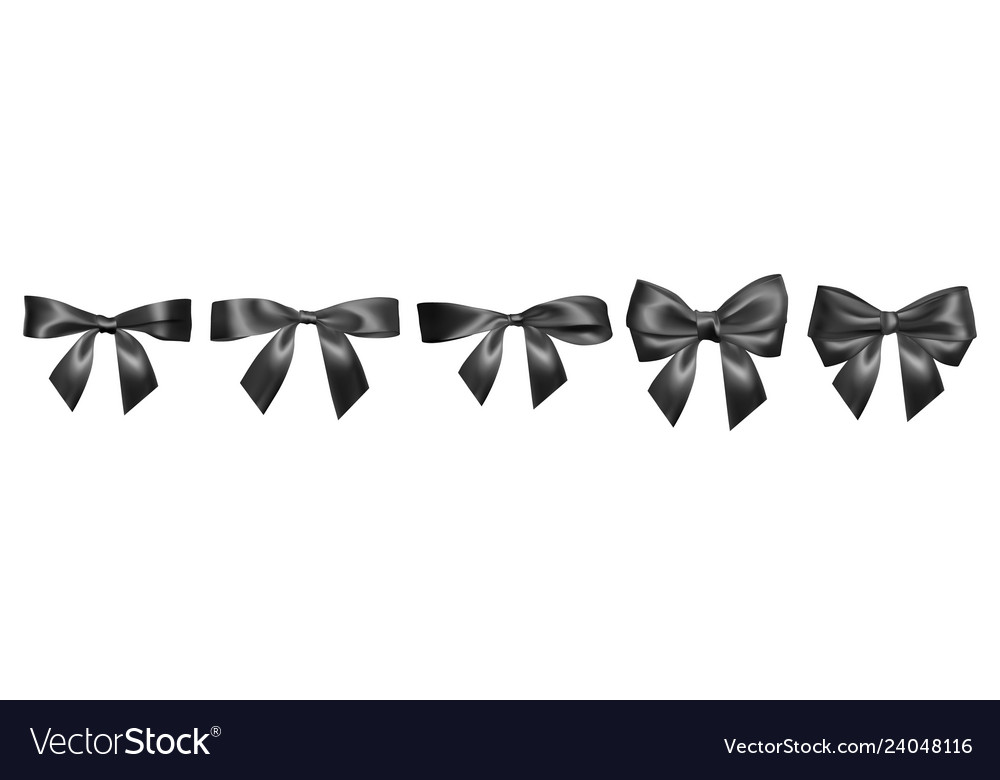 Set realistic black bow element for decoration Vector Image