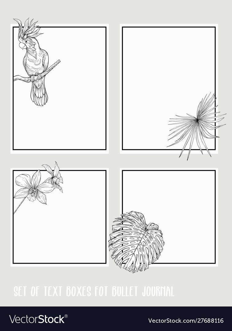 Set text boxes for bullet journal or notes vector image Set text boxes for bullet journal or notes