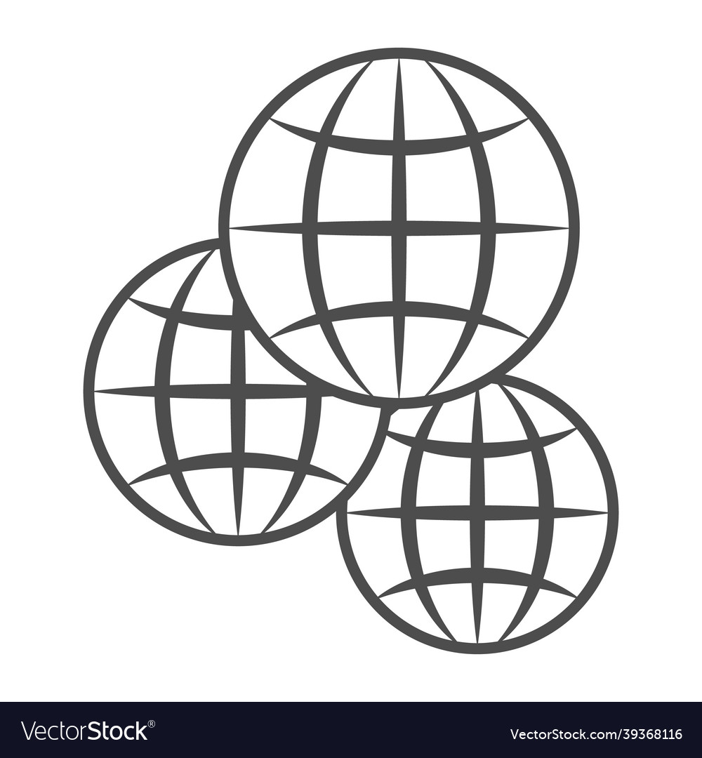 Three globes multicultural worldwide thin line