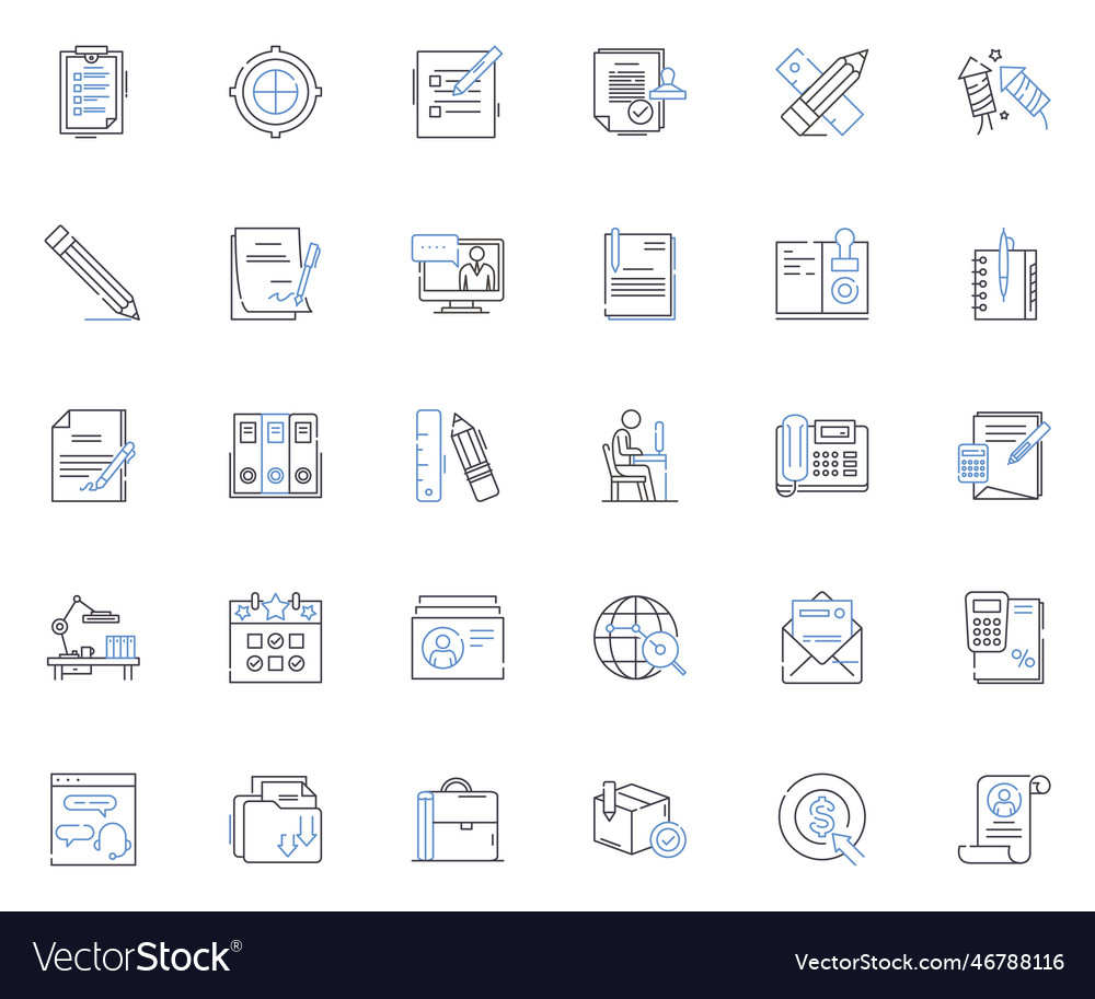 Trade center line icons collection commerce vector image Trade center line icons collection commerce