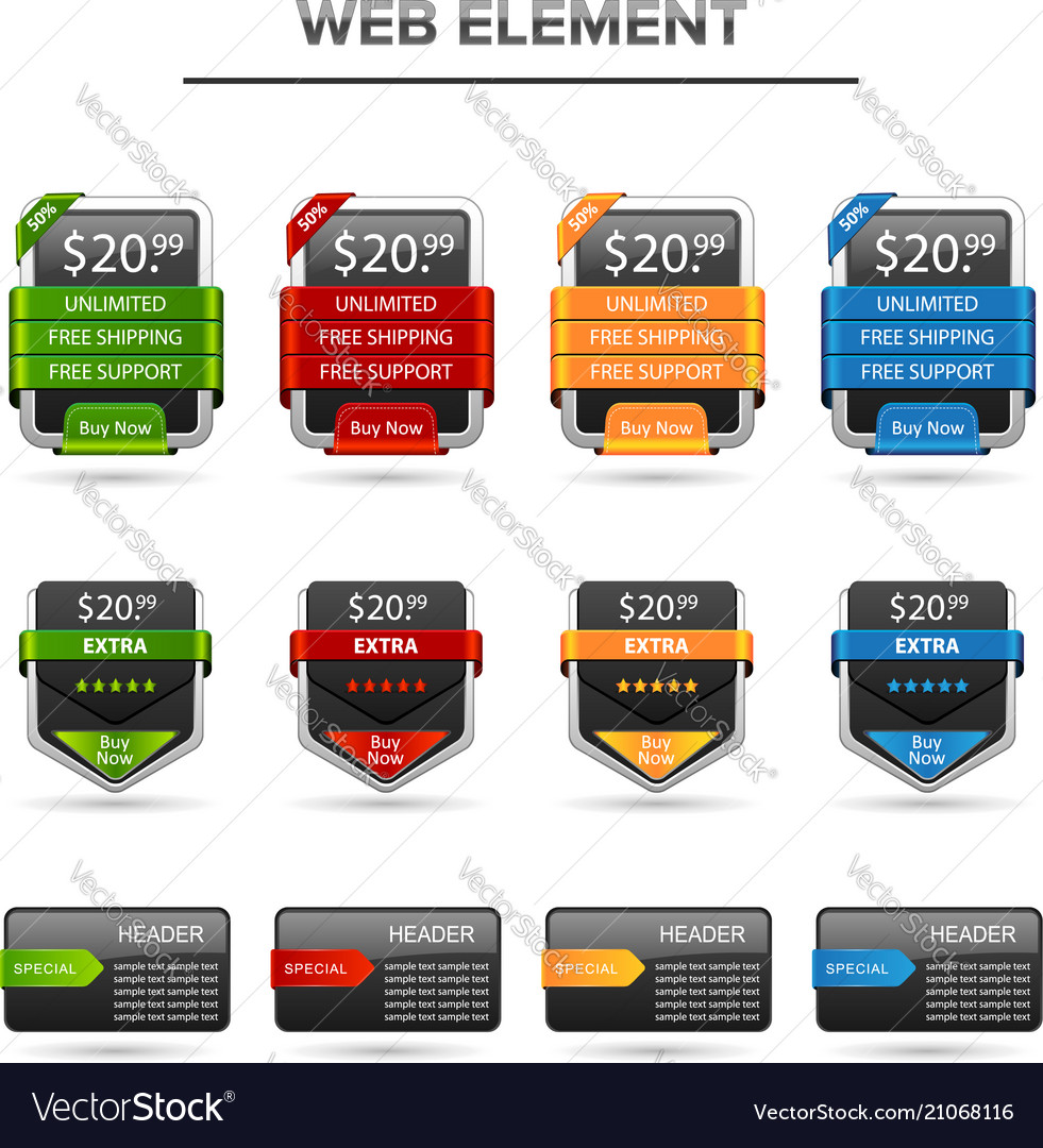 Web element e-comerce set