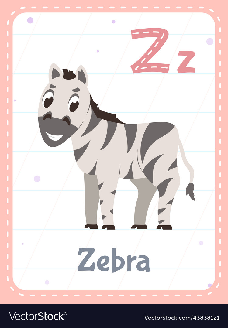 Alphabet printable flashcard with letter z Vector Image