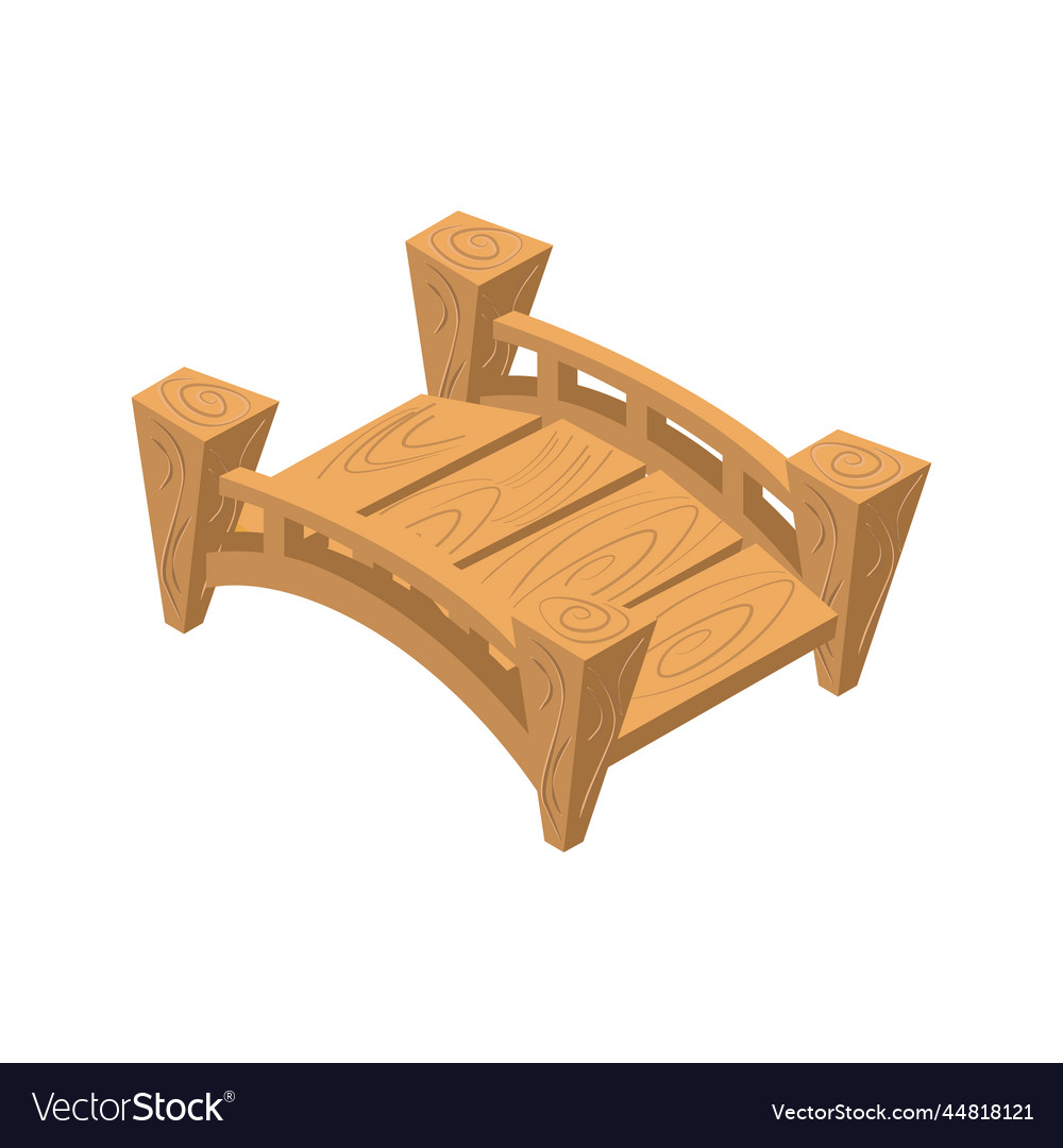 Bridge of wooden logs flat 3d isometric