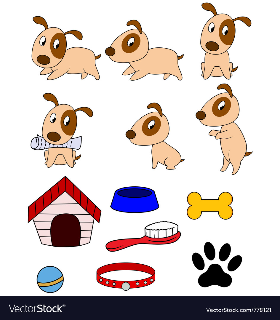 Dog cartoon and stuff Royalty Free Vector Image