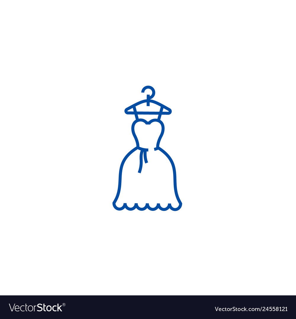 Dress wedding ball gown line icon concept Vector Image