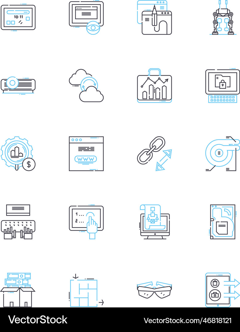 Electronic commerce linear icons set online Vector Image