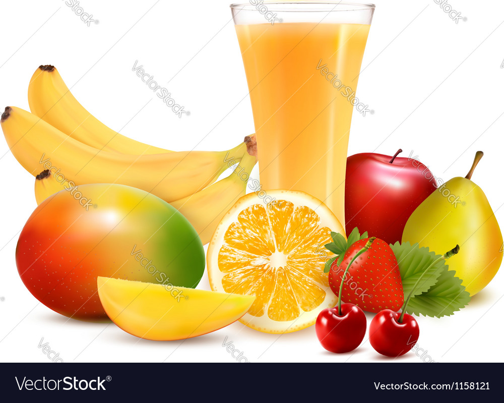 Fresh color fruit and juice Royalty Free Vector Image