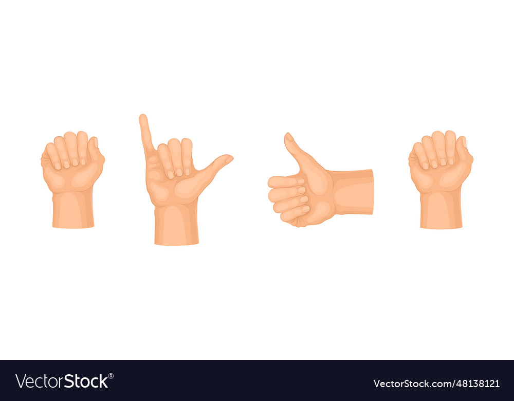 Human hand showing gestures and signs set