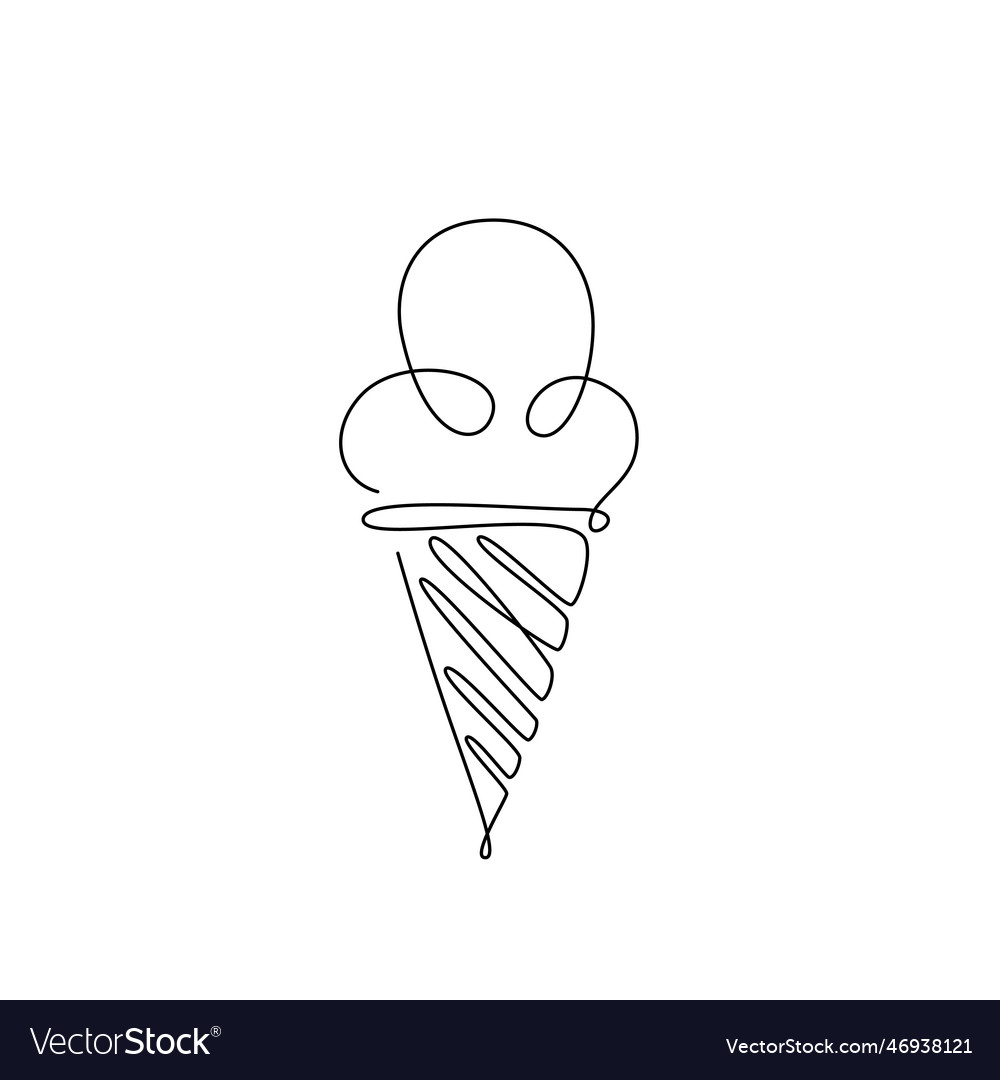 Ice cream line art cream cone Royalty Free Vector Image