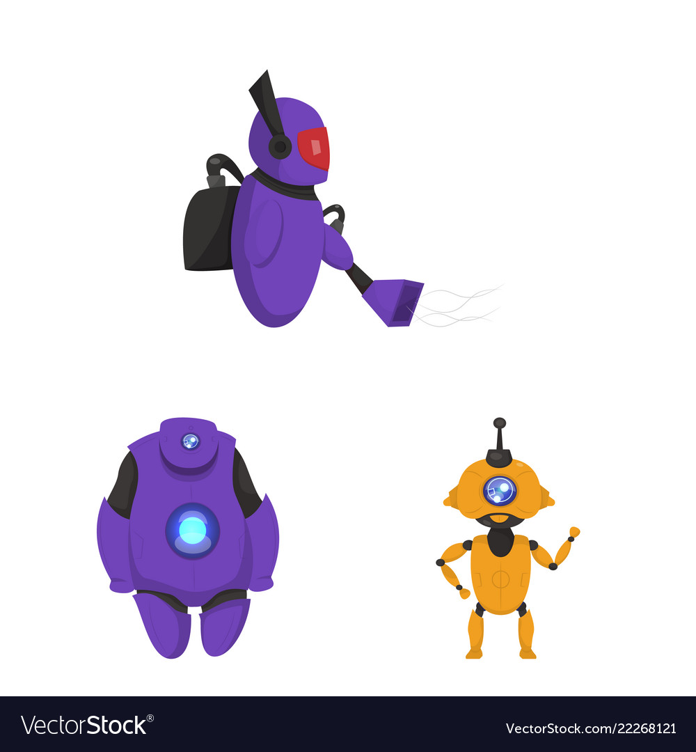 Isoliertes Objekt von Roboter und Fabrikzeichensatz