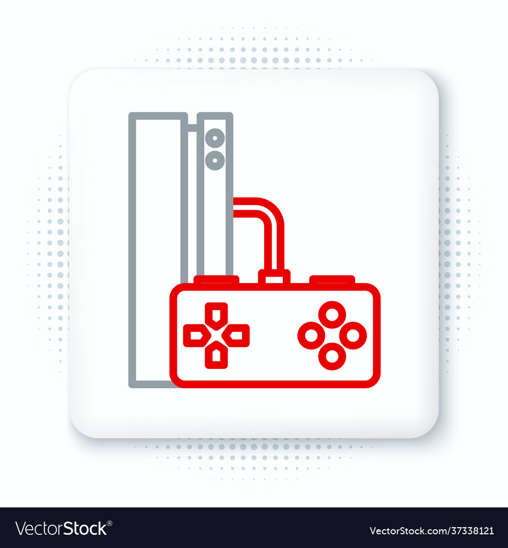 Line video game console with joystick icon