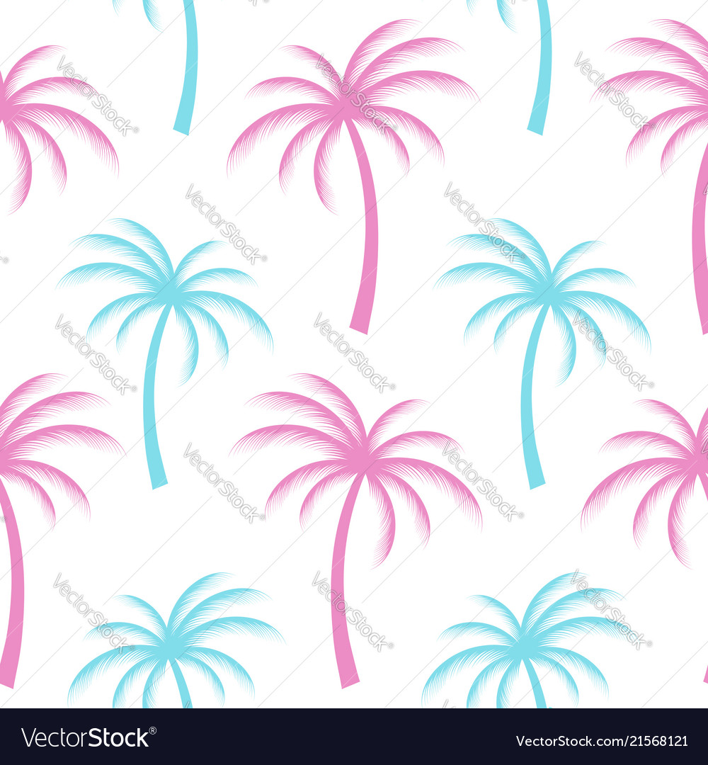 Multicolored palm tree background seamless vector image Multicolored palm tree background seamless