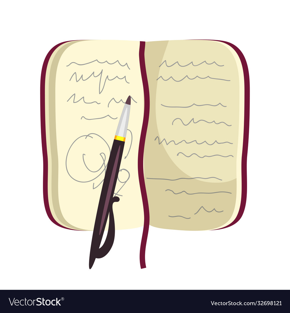 Notebook with Pen and Notes