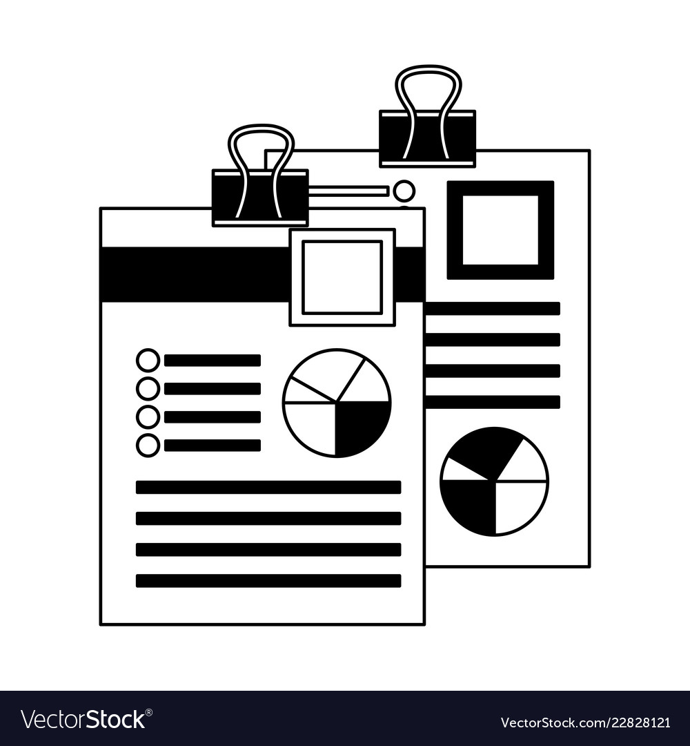 Papers work with clip flowchart information vector image Papers work with clip flowchart information