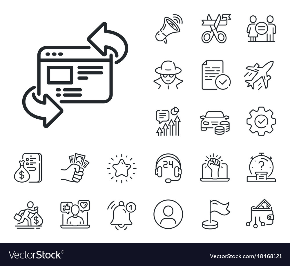Refresh website line icon update web page sign vector image Refresh website line icon update web page sign
