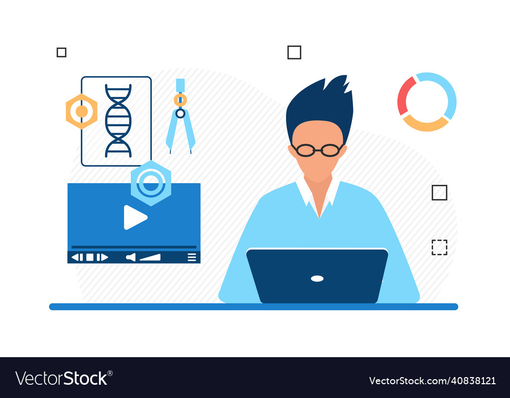 Scientific online learning tutorial video Vector Image