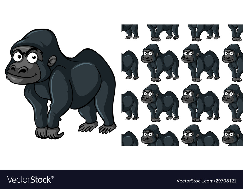 Seamless background design with cute gorilla