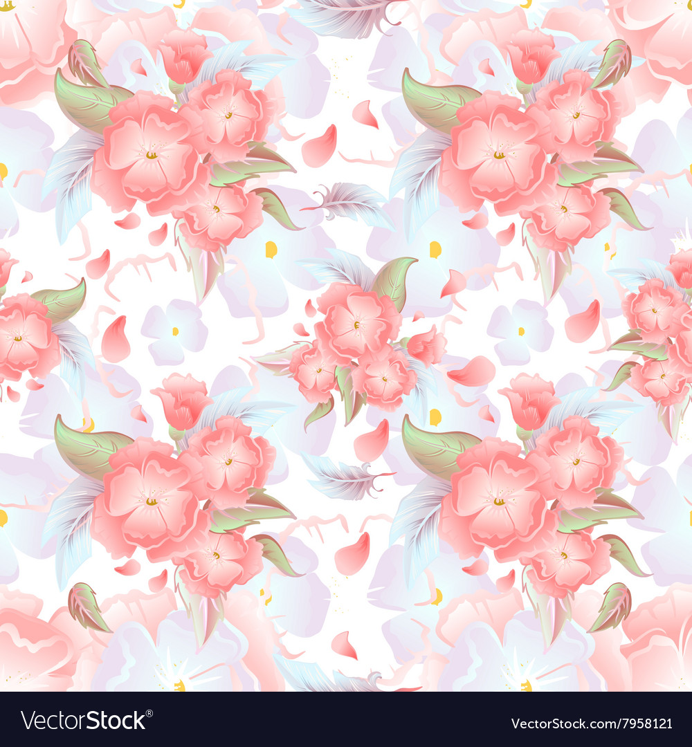 Seamless floral background pink flowers