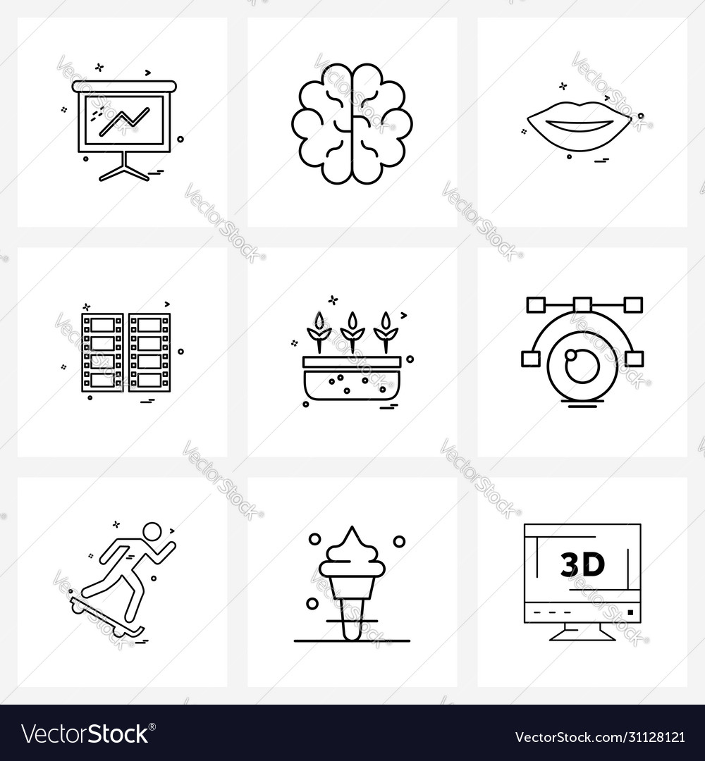 Set 9 simple line icons for web and print