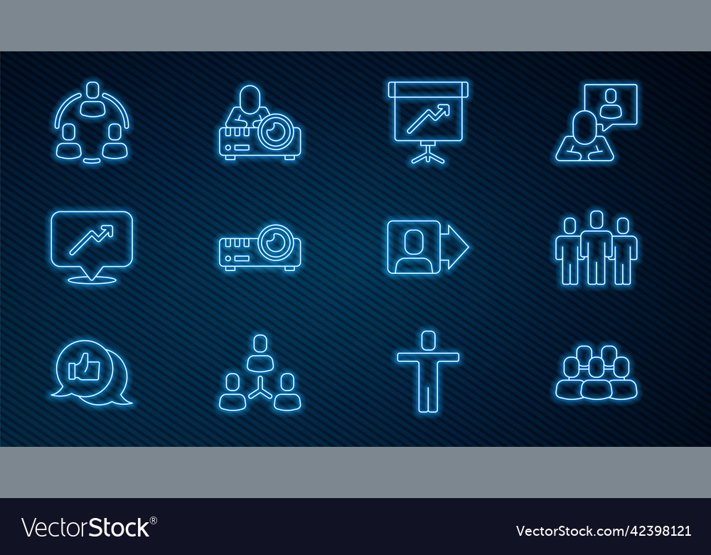 Set line project team base users group vector image Set line project team base users group