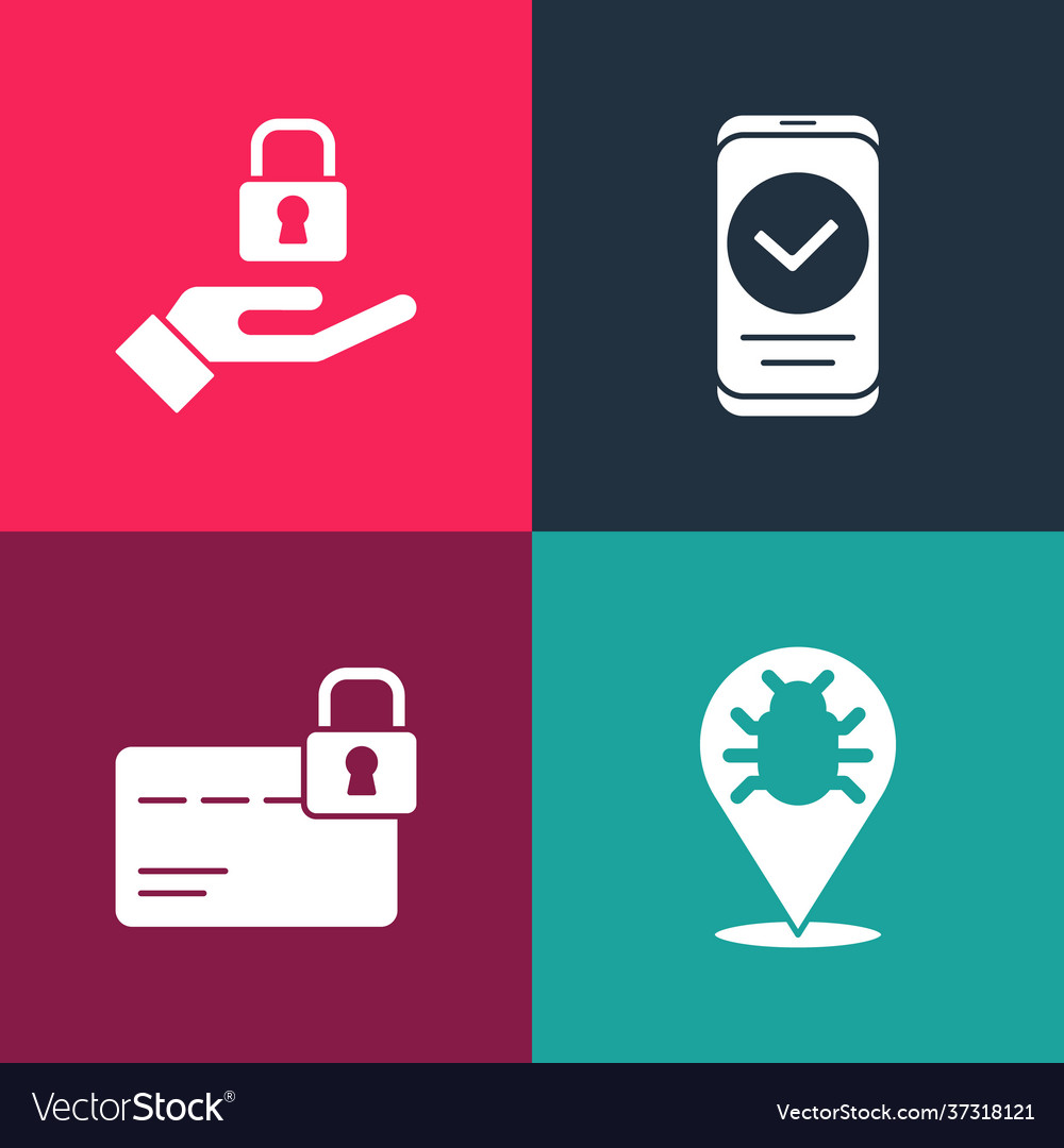 Set pop art system bug credit card with lock