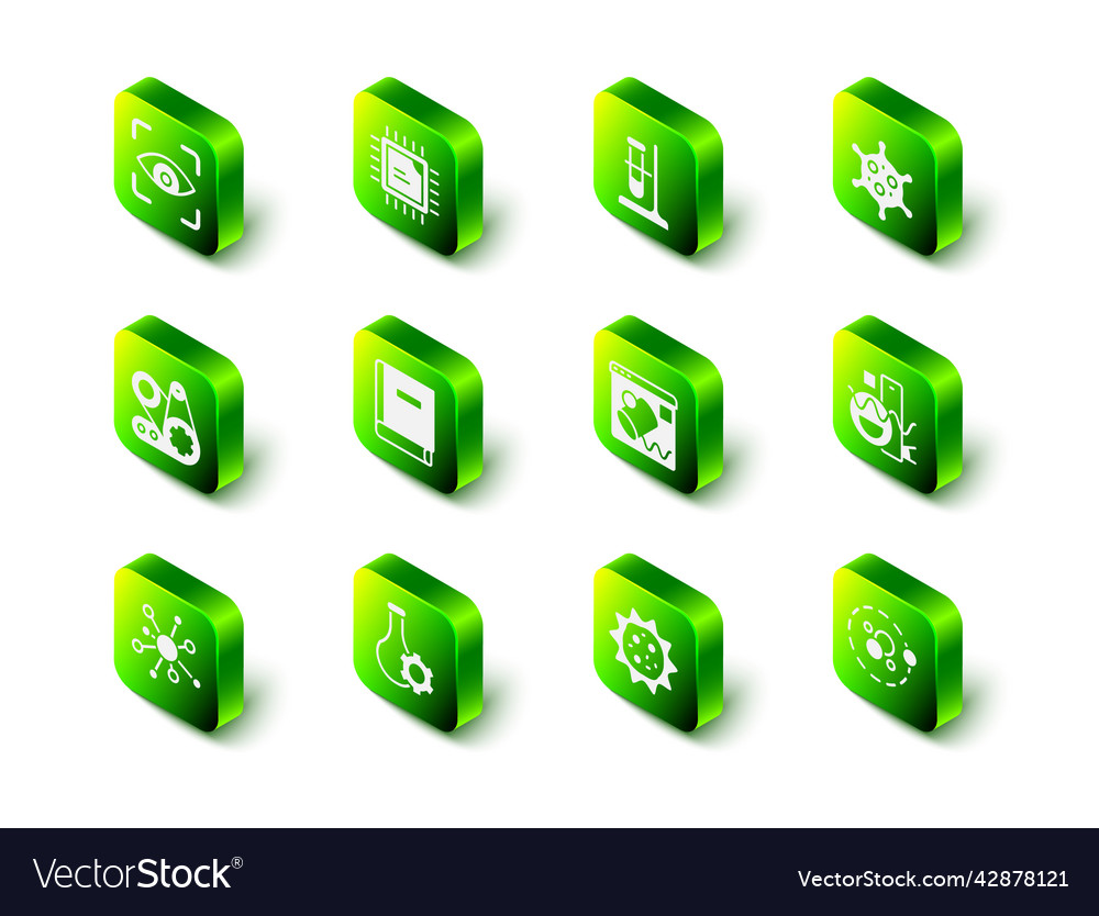 Set processor cpu test tube flask on stand virus Vector Image Set processor cpu test tube flask on stand virus