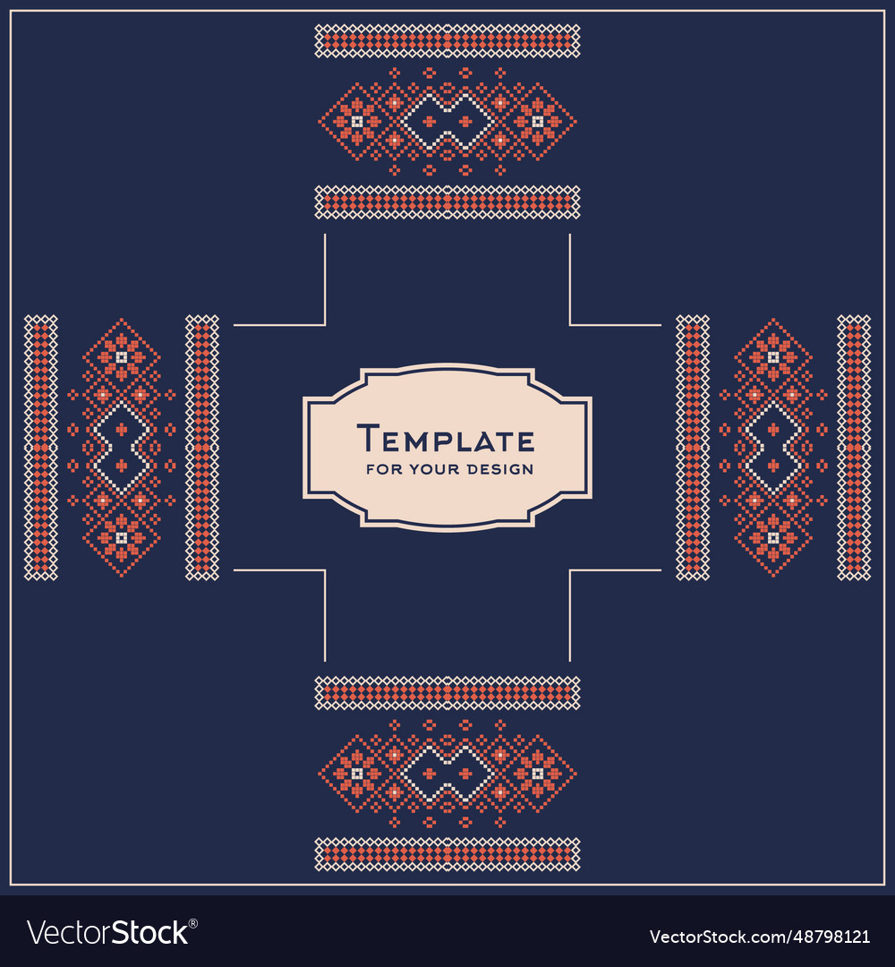 Square template for your design with pattern vector image Square template for your design with pattern