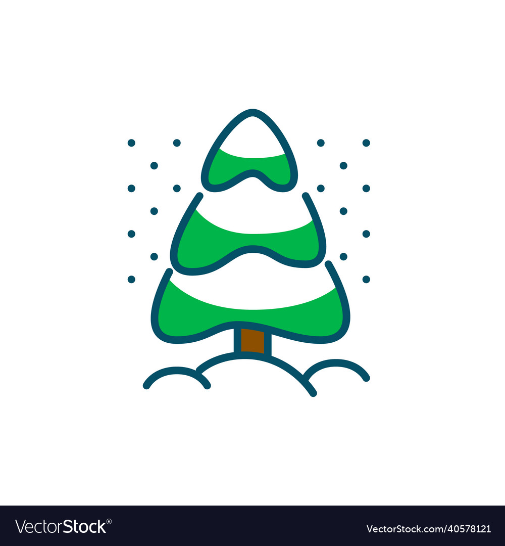 Winter fir tree in snow pixel perfect editable Vector Image