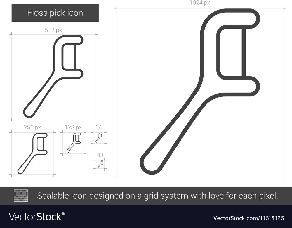Floss pick line icon