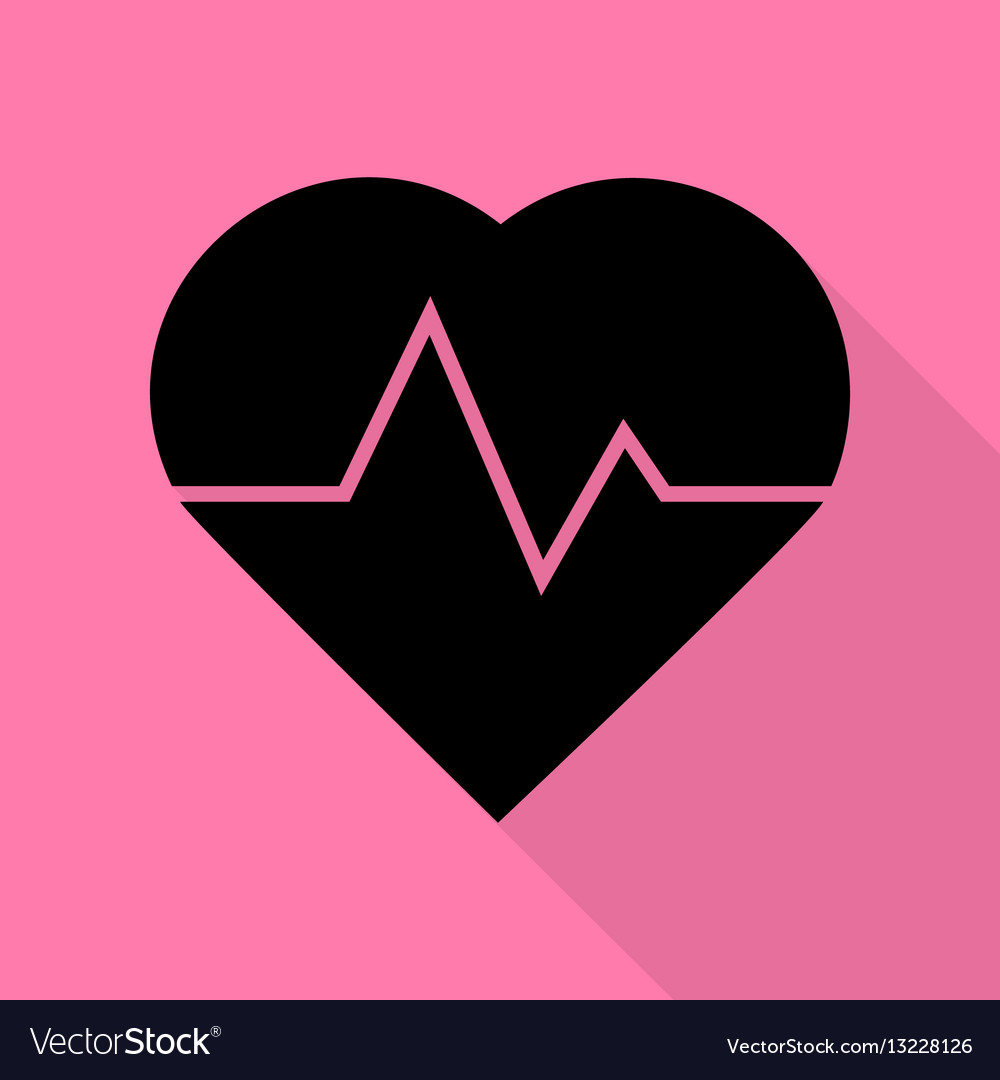 Heartbeat sign black icon with flat