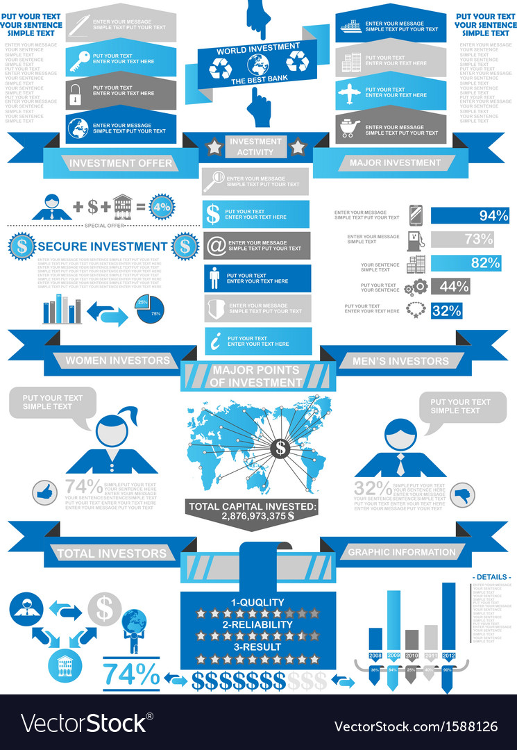 Infographic demographics business blue Royalty Free Vector